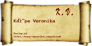 Köpe Veronika névjegykártya